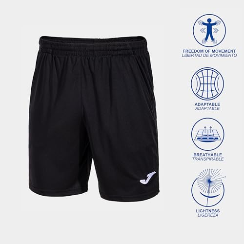 Detalle de Joma Bermuda Hombre Drive: shorts deportivos con bolsillos y cordón, negro, tallas 5XS-XXL