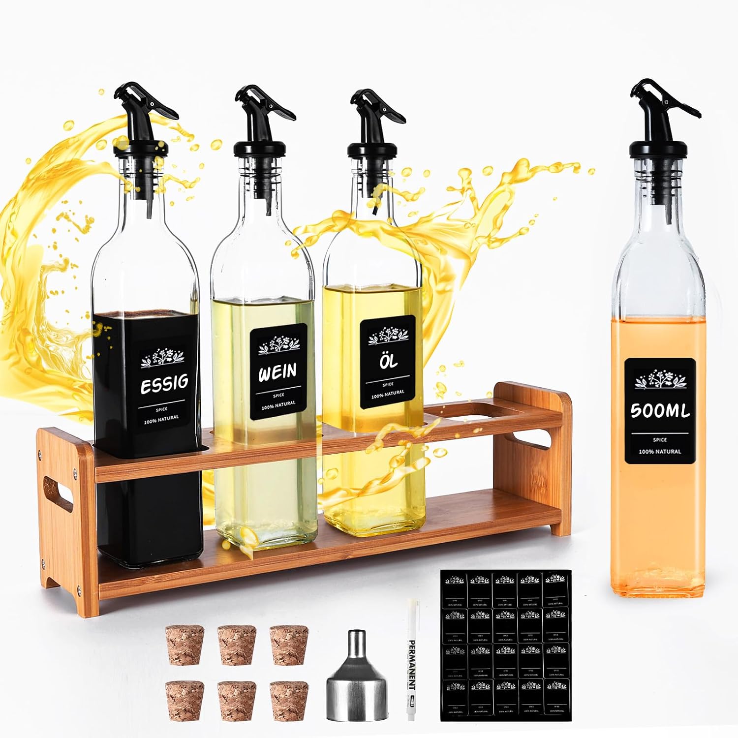 Detalle 2 de SAEIV Ölflasche aus Glas 12er Set 160 ml