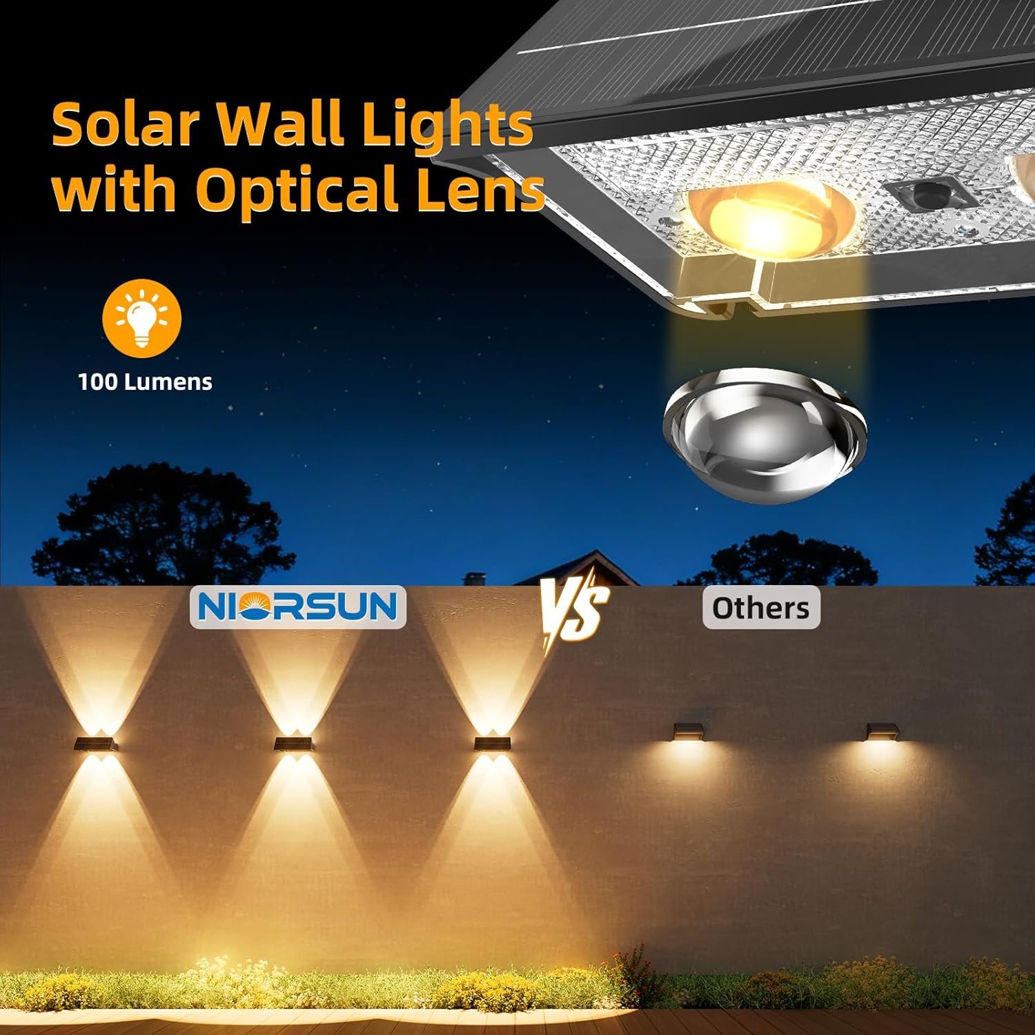 Thumbnail 2 de NIORSUN Lampada Solare da Esterno da Parete (IP65), 8 Pezzi, 3000K/4000K/6500K + RGB, luce su e giù, colore nero