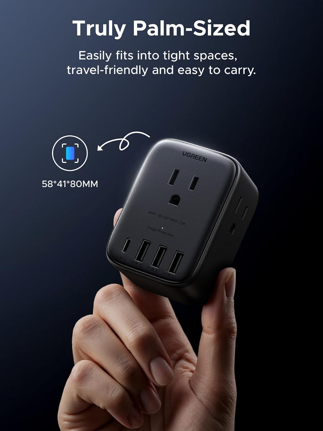 Thumbnail 5 de UGREEN S502 20W GaN Power Strip with 4 AC Outlets and 4 USB Ports