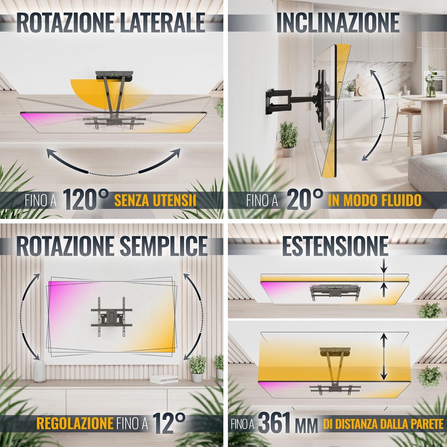 Detalle de RICOO S7244 supporto TV 32"-65" 50 kg