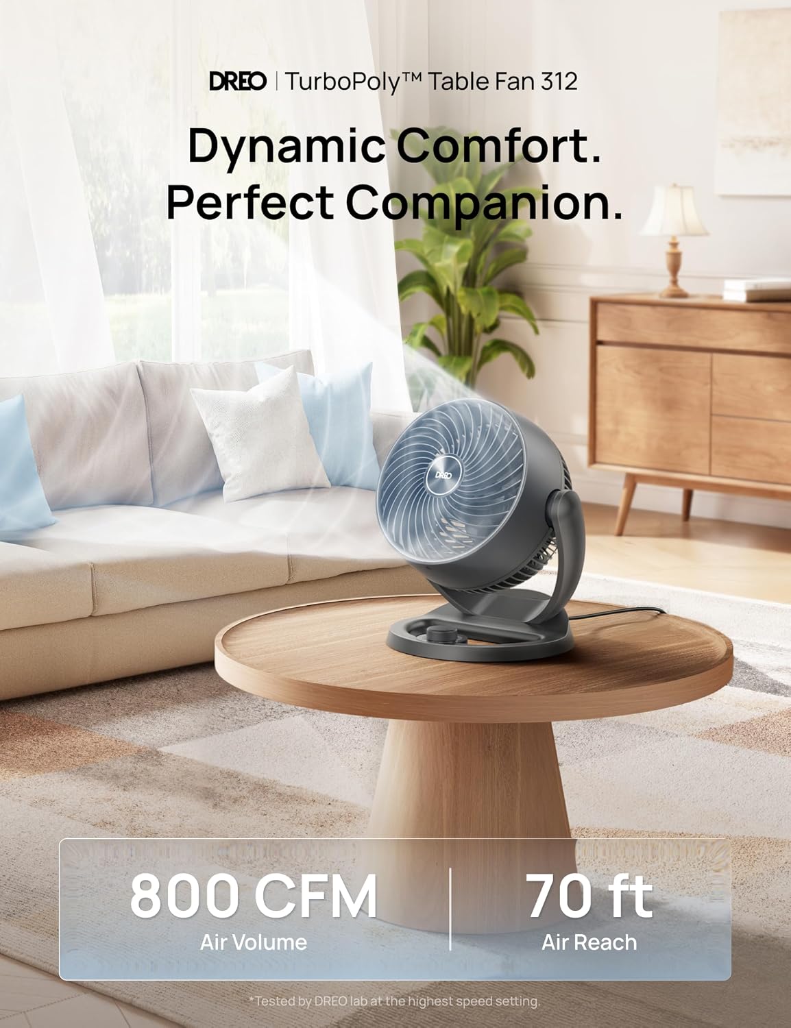 Thumbnail 1 de DREO Desk Fan (12-Inch) Air Circulator with 70 ft Reach, 120° Tilt, 3 Speeds, 25dB Quiet