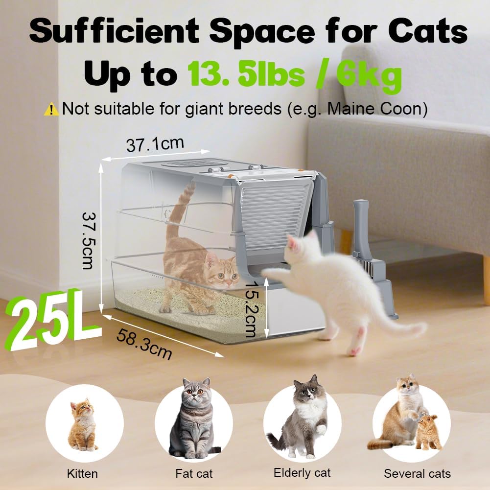 Thumbnail 1 de SZEE Stainless Steel Cat Litter Tray — Spacious Grey 🐱