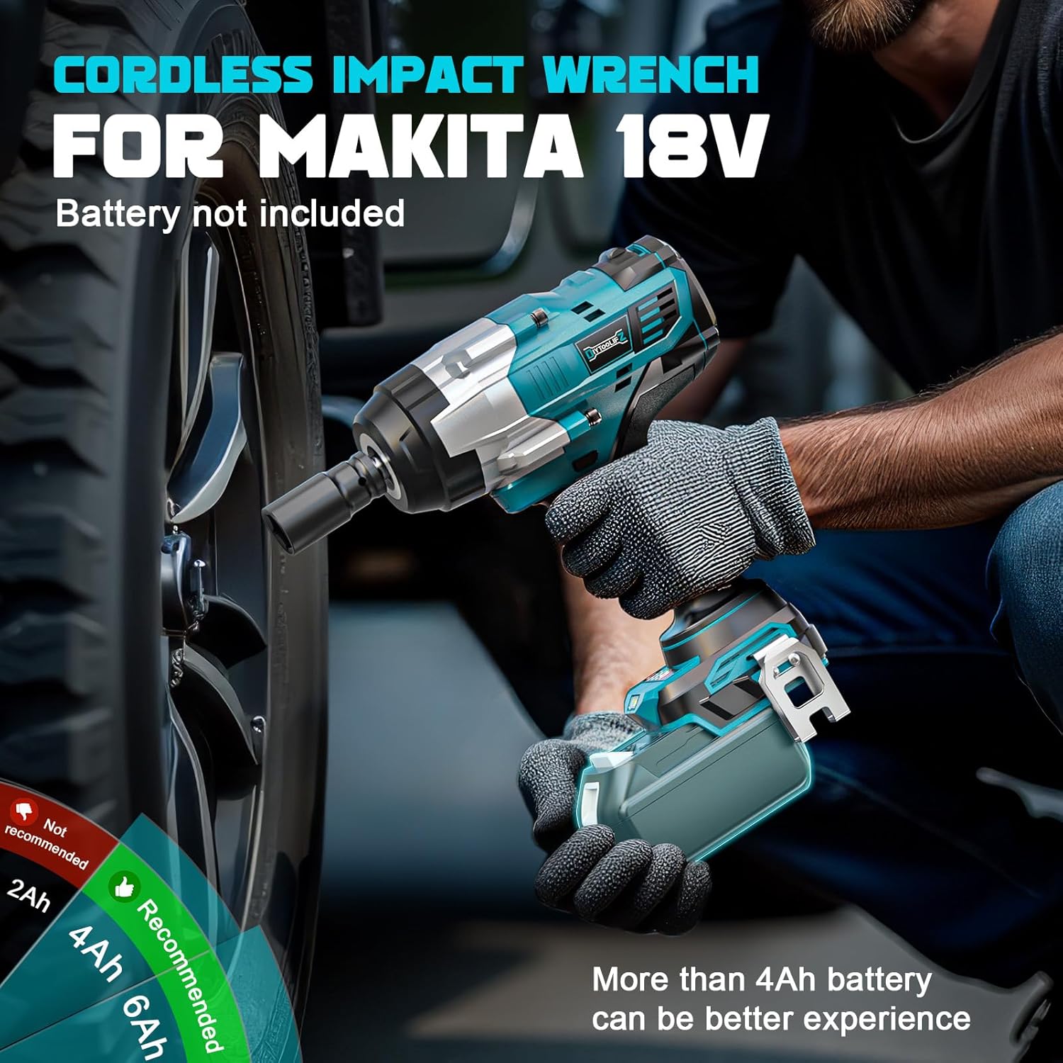 Thumbnail 3 de DIYtoolifz Cordless 1/2-Inch Impact Wrench (Bare Tool) for Makita 18V — 1700 ft-lbs, 4 Speeds