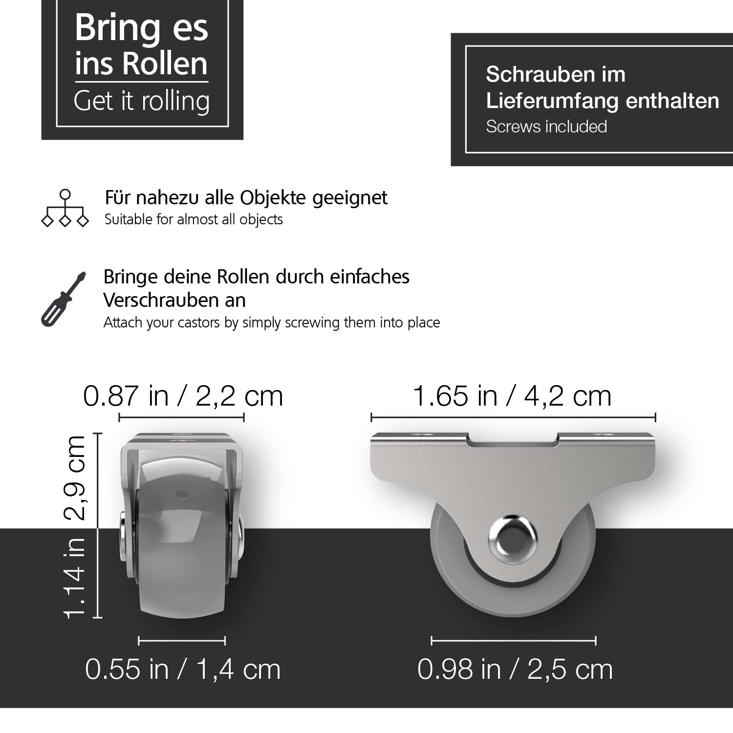 Detalle 2 de RAVN HAMAN möbelhjul, 8-pack med fasta PVC-hjul på 25 mm