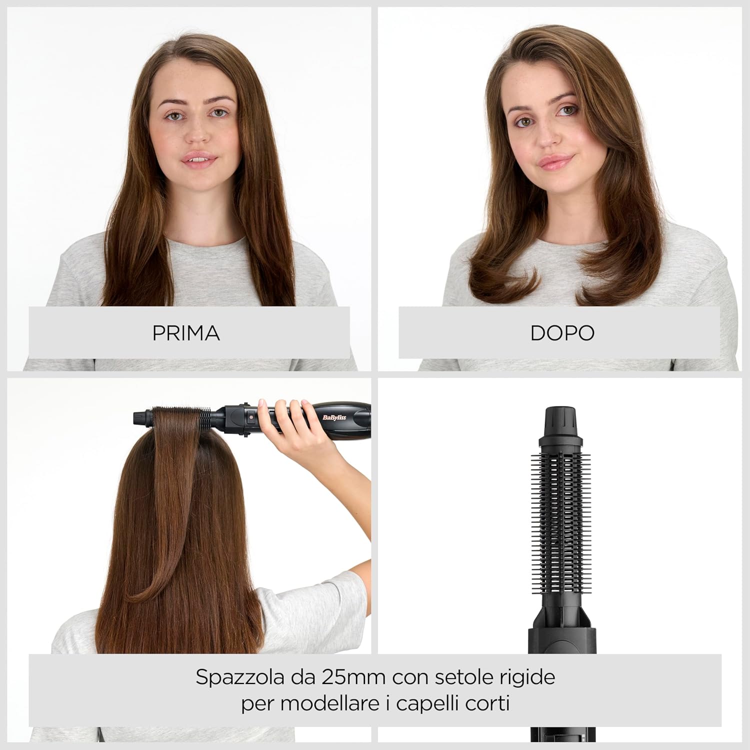 Detalle 2 de BaByliss Smooth Style AS122E: spazzola ad aria calda 1200W con 4 accessori e tecnologia ionica anti-crespo