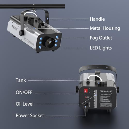 Detalle de 1200W Máquina de Humo con Luces RGB de UKing (1L) para Halloween, Bodas y Fiestas