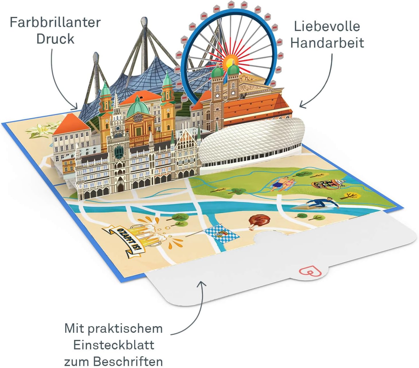 Thumbnail 1 de papercrush Pop Up Karte München – 3D-Geschenkkarte für Bayern, Hotel- oder Reisegutschein zum Geburtstag