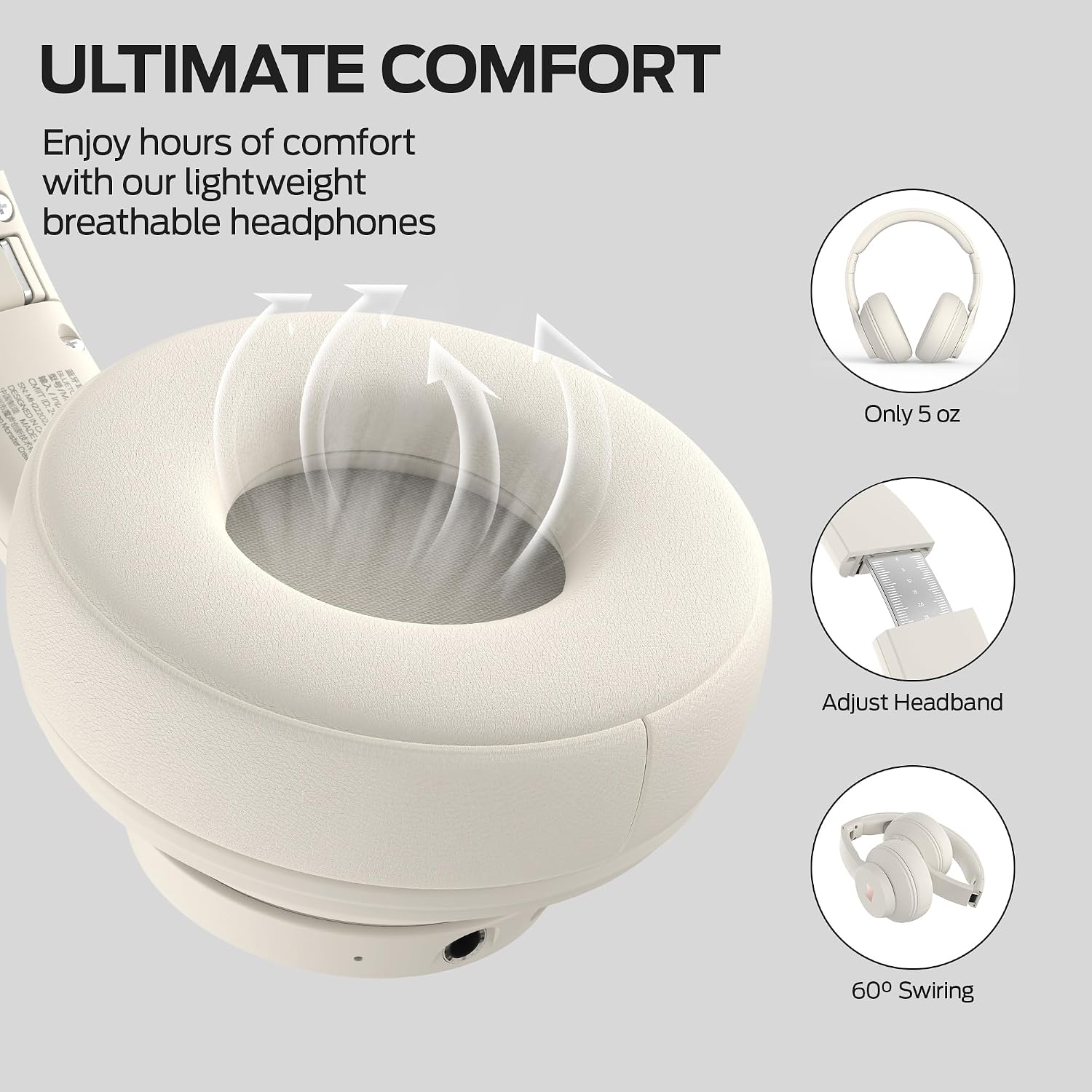 Detalle de Monster Mission 100 Over-Ear Bluetooth Headphones, 40-Hour Playtime, Beige