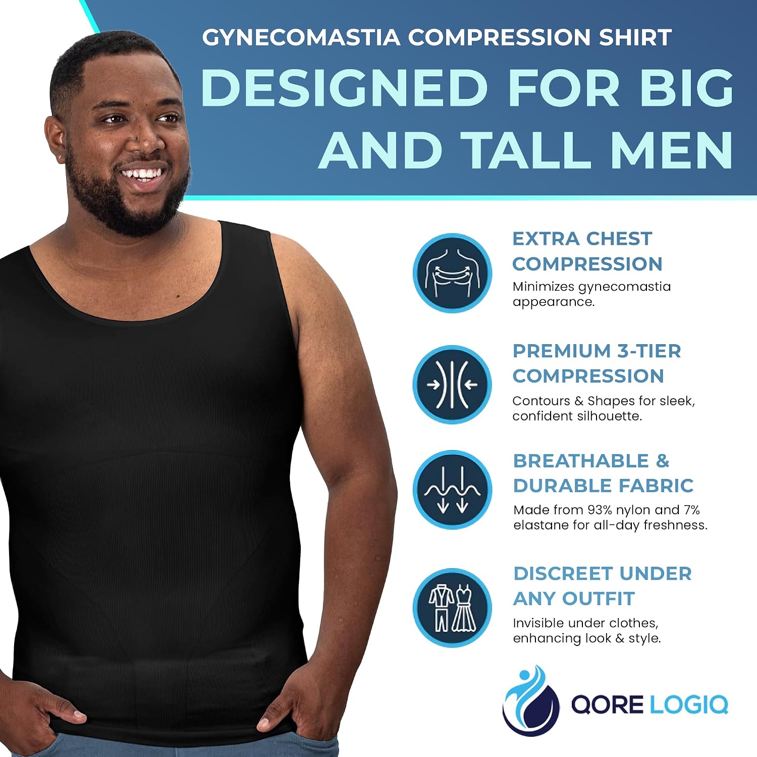 Thumbnail 6 de QORE LOGIQ Gynecomastia Compression Tank 5XL