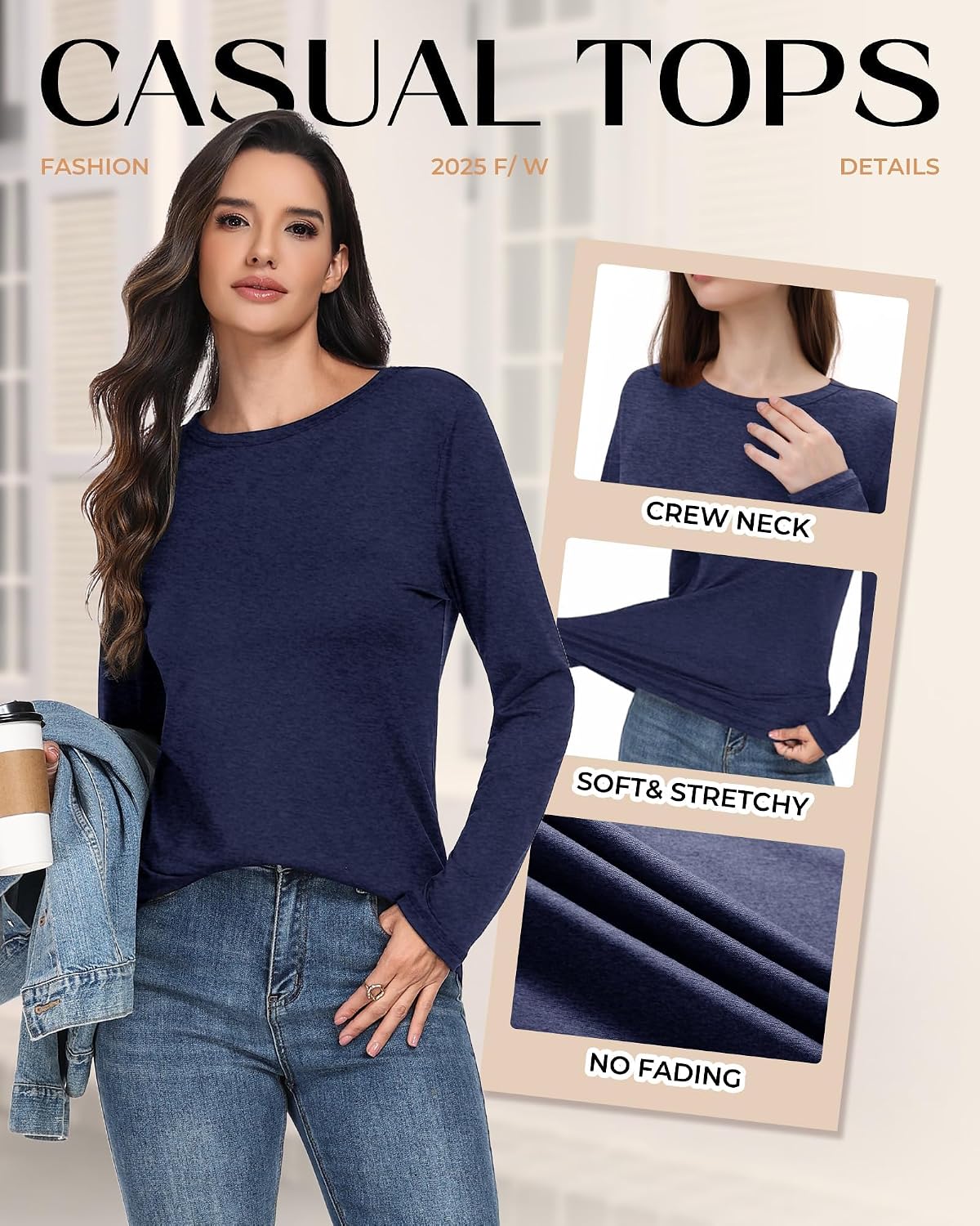 Detalle 1 de GAYHAY 3-Pack Long Sleeve Shirts for Women