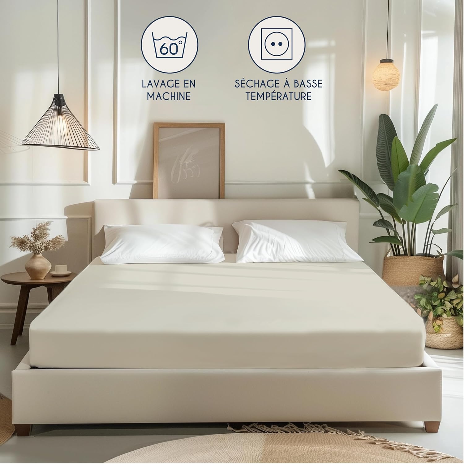 Thumbnail 5 de Dreamzie Drap Housse 180x200 Beige – 100% Jersey Coton certifié OEKO-TEX