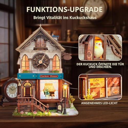 Detalle 2 de STRUCWOOD 3D Holzpuzzle: Kuckucksuhr Haus Kit – DIY Miniaturwelt aus Massivholz
