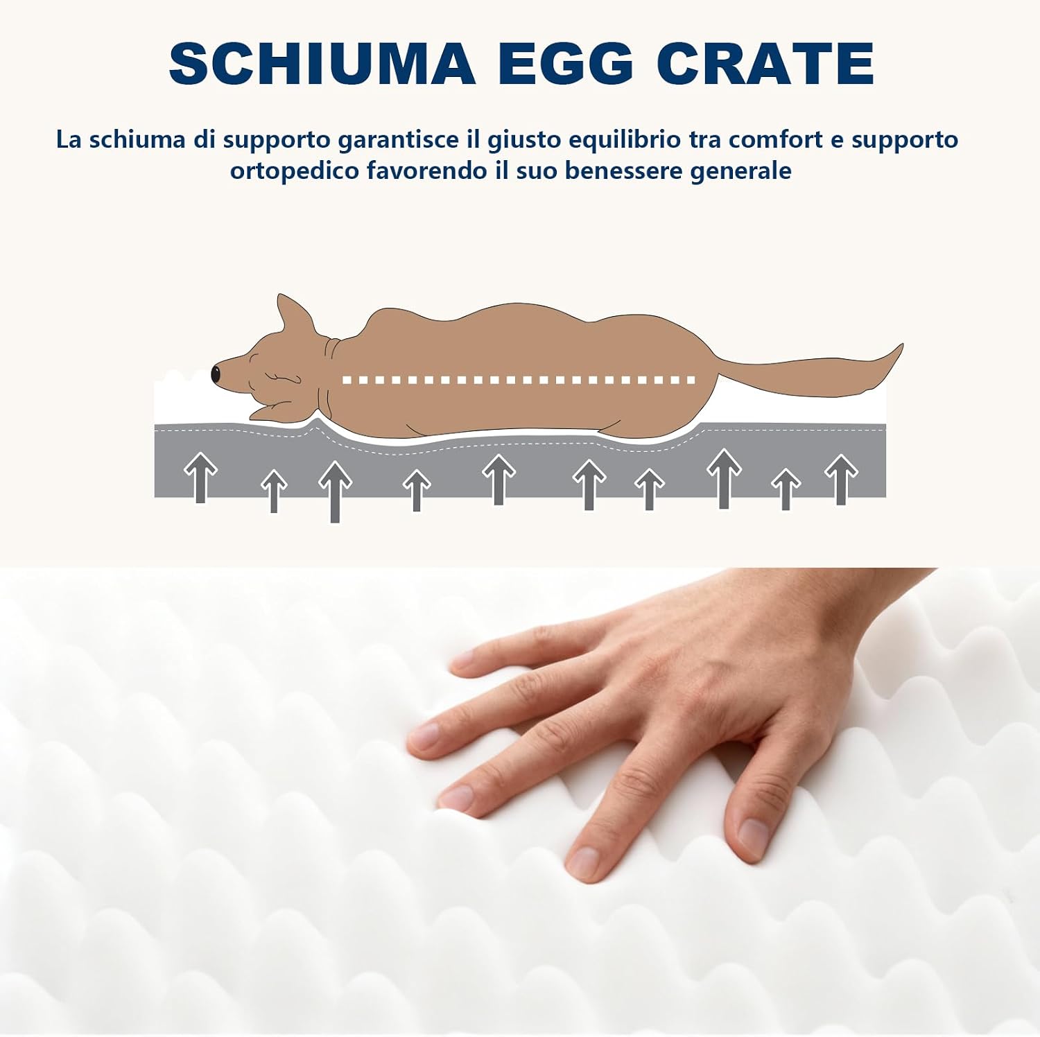 Detalle de WAVVE Cuccia Cane Grande ortopedica 91x69x7,6 cm con copertura impermeabile estraibile e lavabile