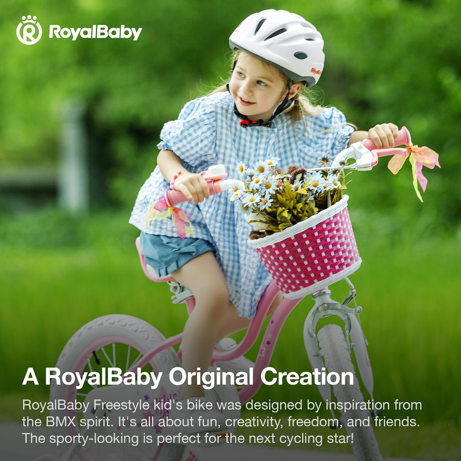 Detalle 2 de RoyalBaby Girls Stargirl 14-Inch Bike with Training Wheels (Star Pink)