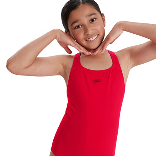 Detalle de Speedo Girl's Endurance+ Medalist Swimsuit – Chlorine Resistant, Comfort Fit for Training