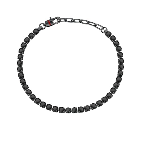 Detalle de Sector No Limits TENNIS Bracciale Uomo in Acciaio, Cristalli e Smalto IP Nero – SANN42 (22 cm)