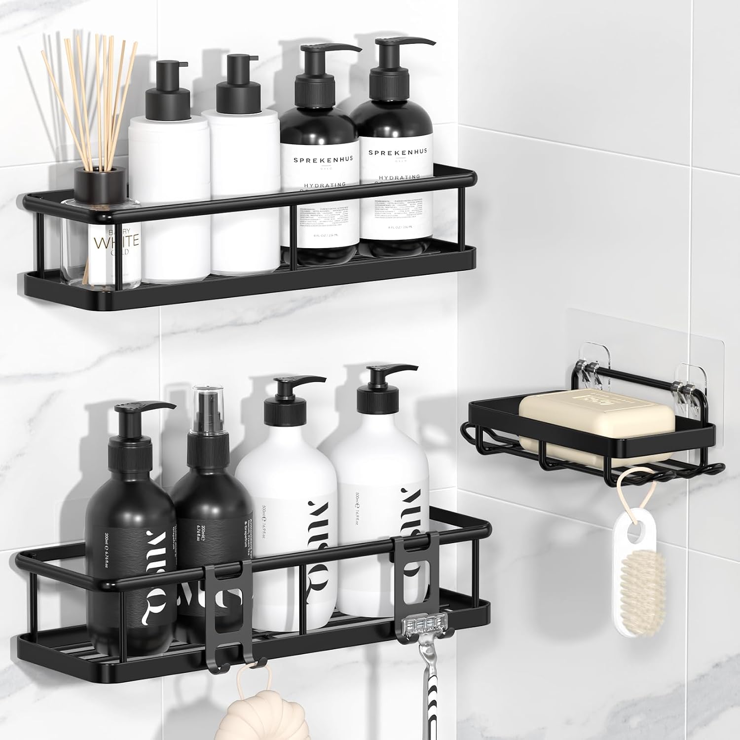 Detalle de YASONIC Duschregal ohne Bohren 3er Set