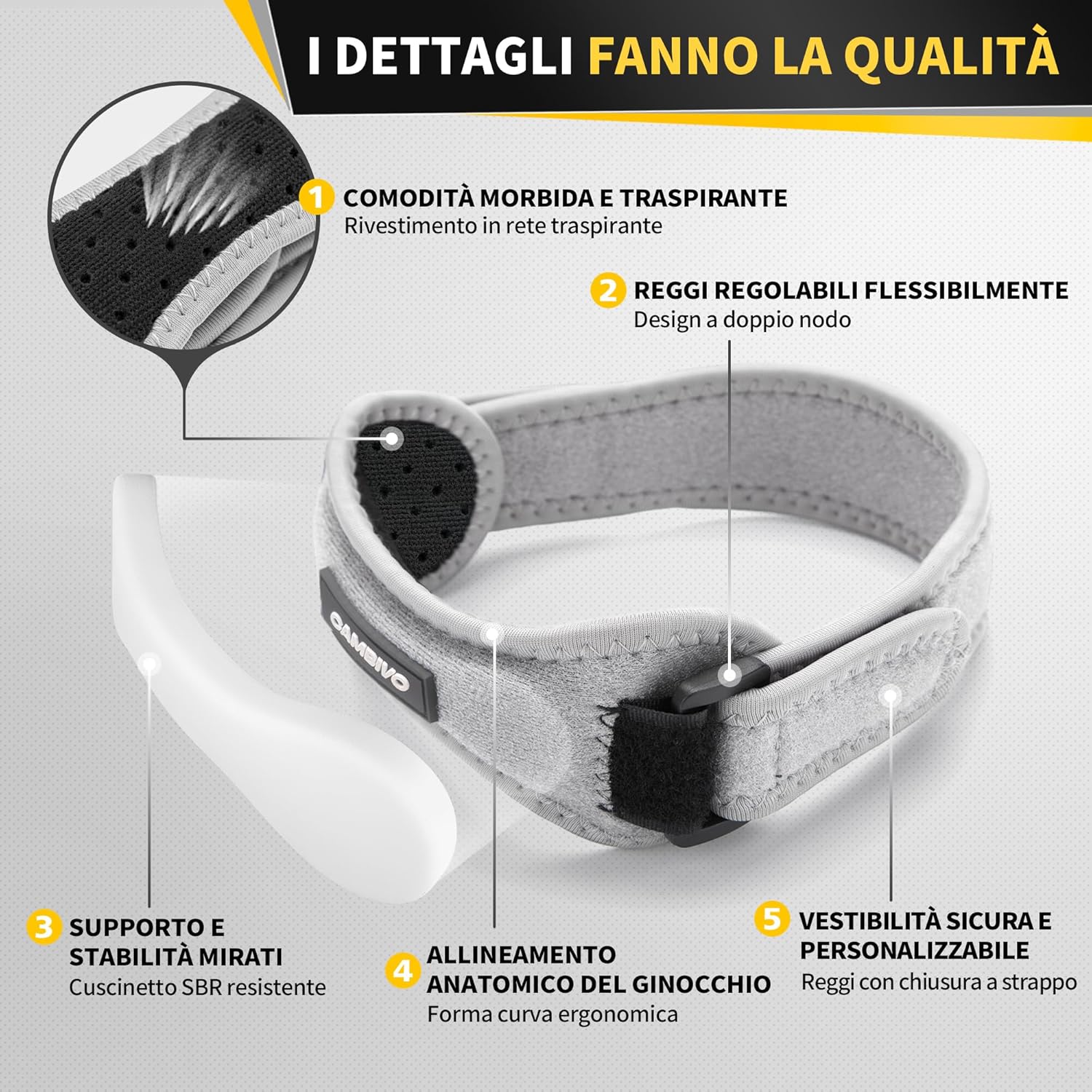 Thumbnail 1 de CAMBIVO Tutore Ginocchio Rotulea Regolabile 2 Pezzi – Supporto rotulea con cuscinetto di compressione