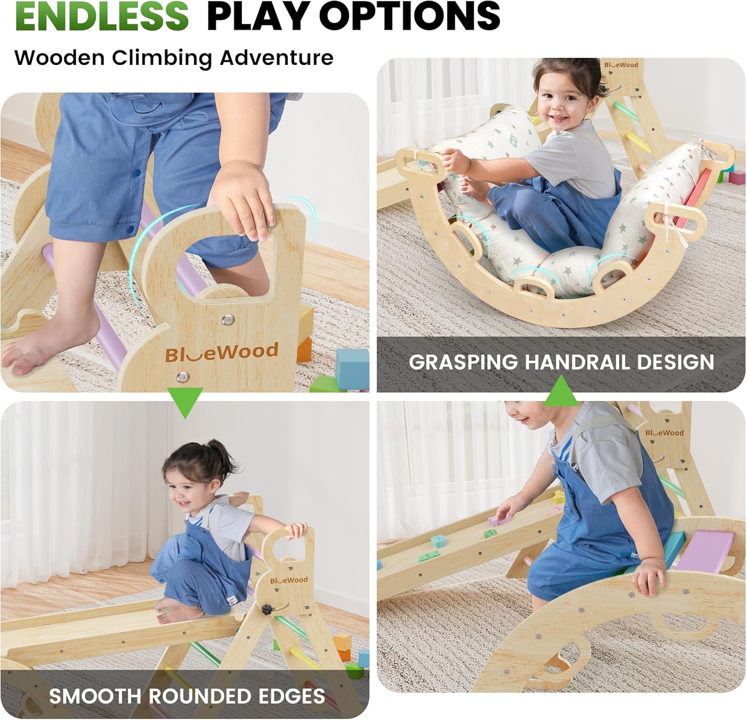 Thumbnail 4 de BlueWood Pikler Triangle Cushioned Set 9‑in‑1 Rainbow
