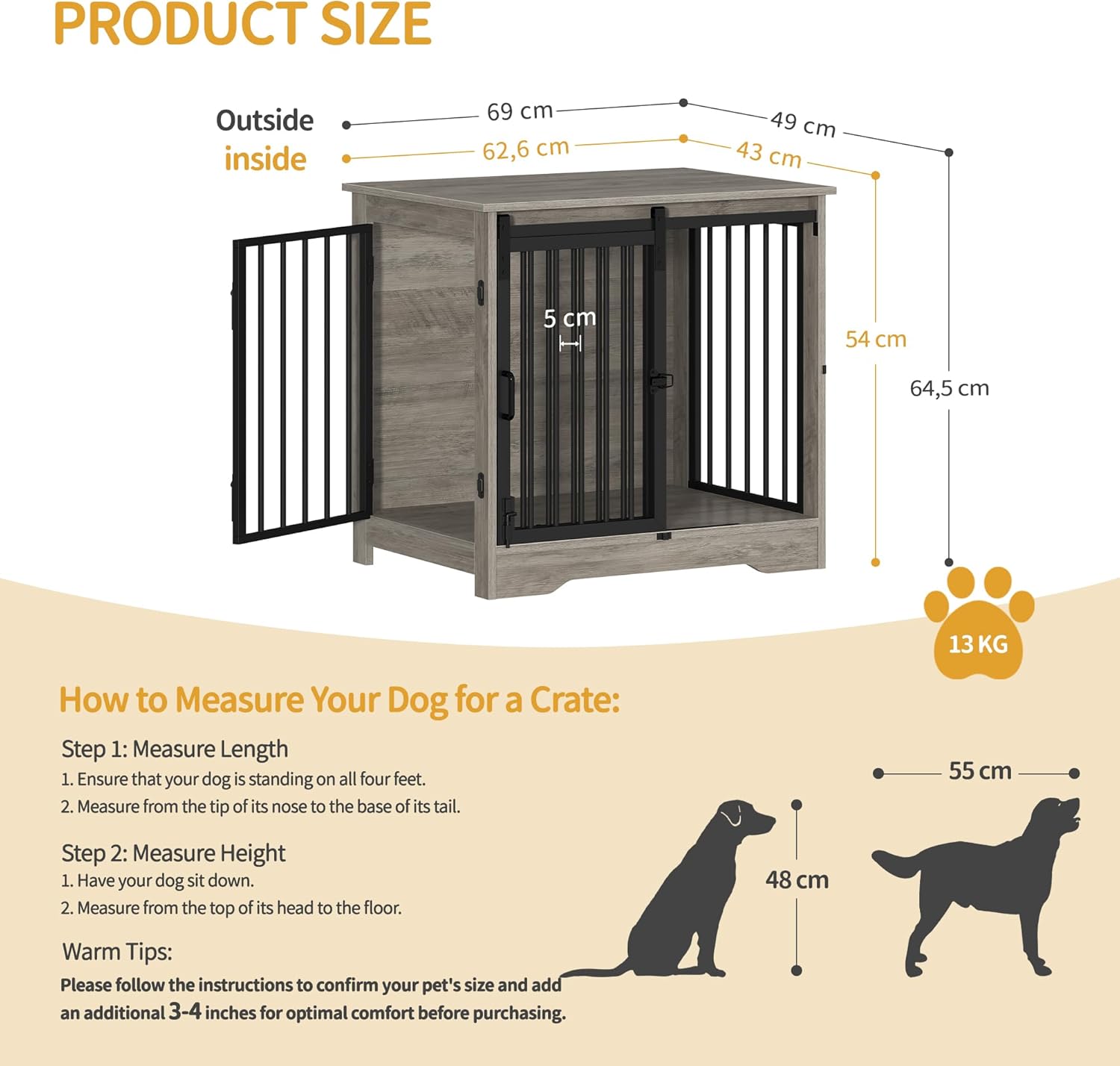 Detalle 2 de Hzuaneri 69 cm Cage pour Chiens