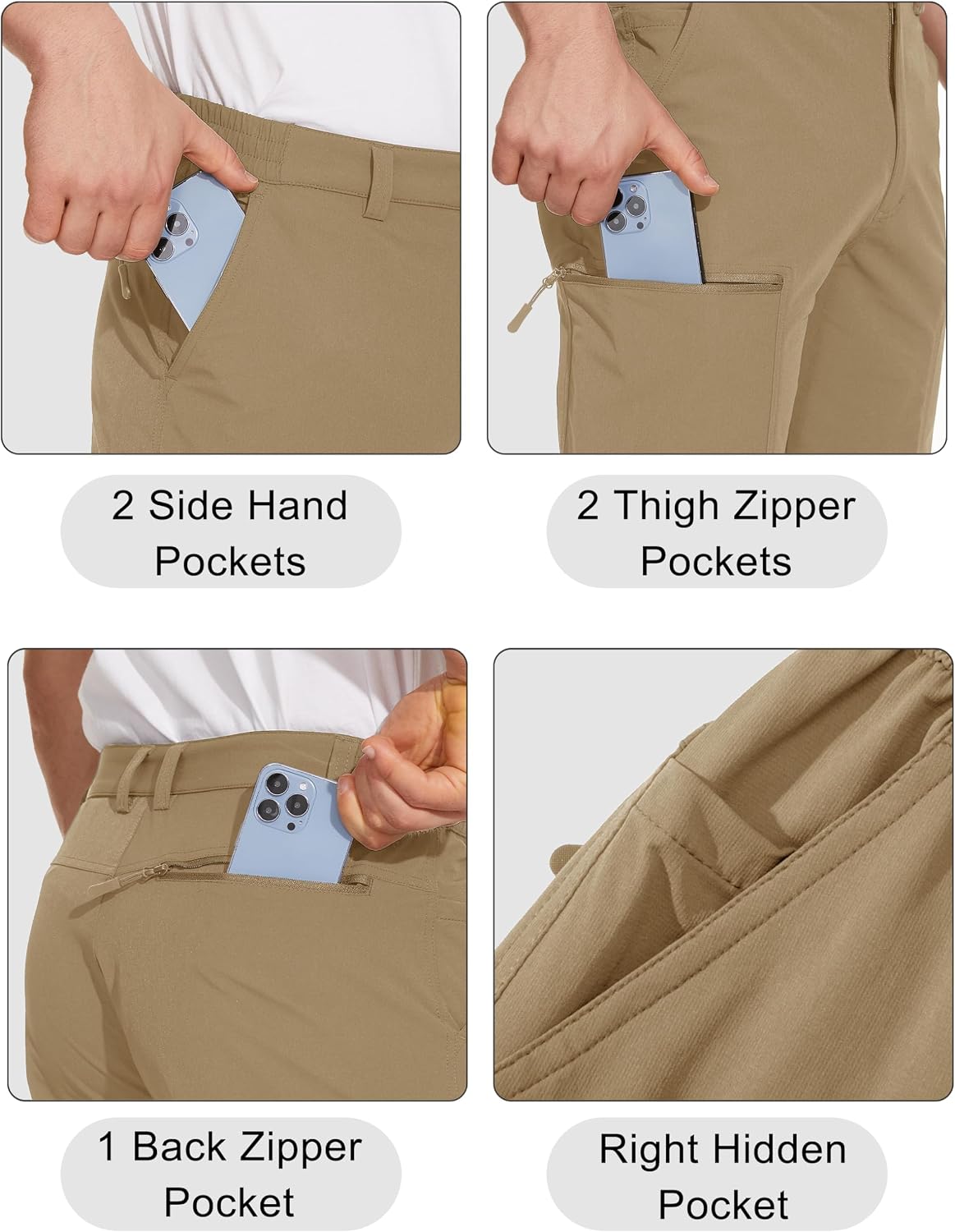 Detalle 2 de MAGCOMSEN Men's Hiking Pants, Water-Resistant Ripstop, Quick-Dry, 6 Pockets