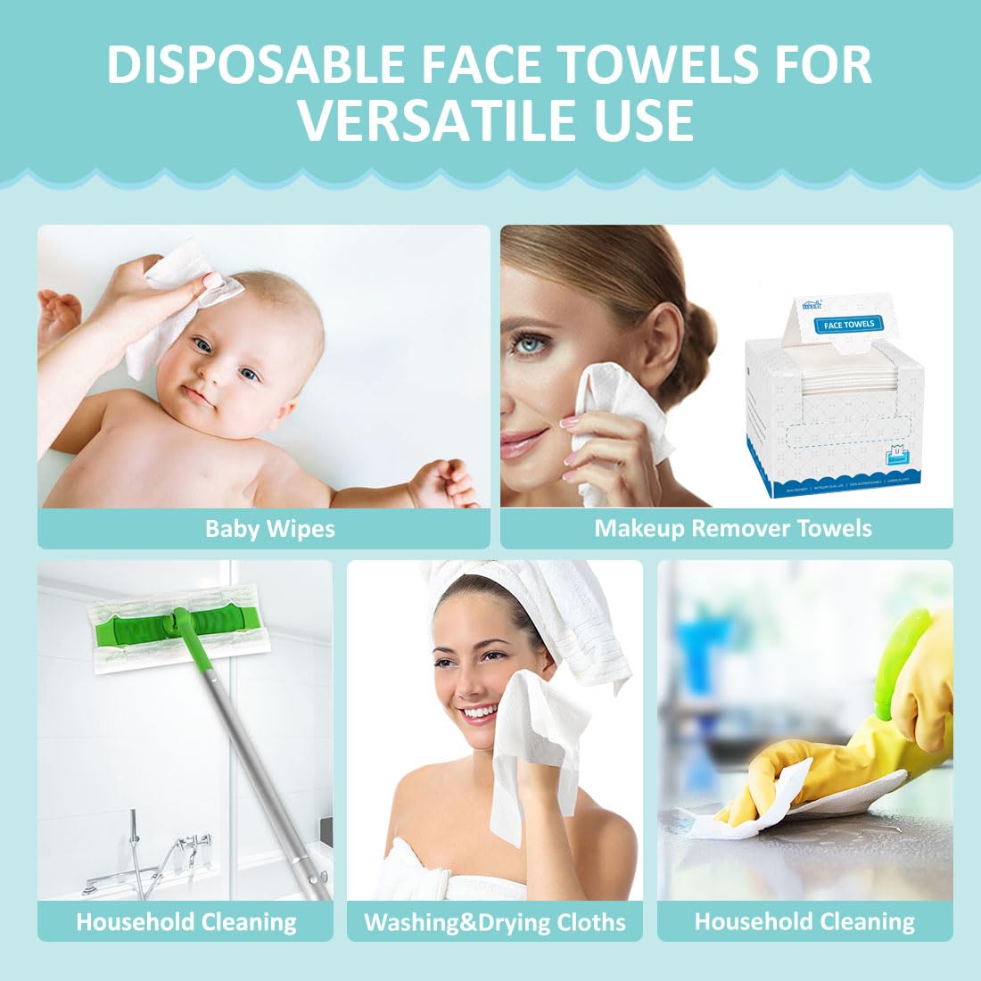 Thumbnail 6 de HOMEXCEL Face Towelettes 50-count disposable wipes 🧻