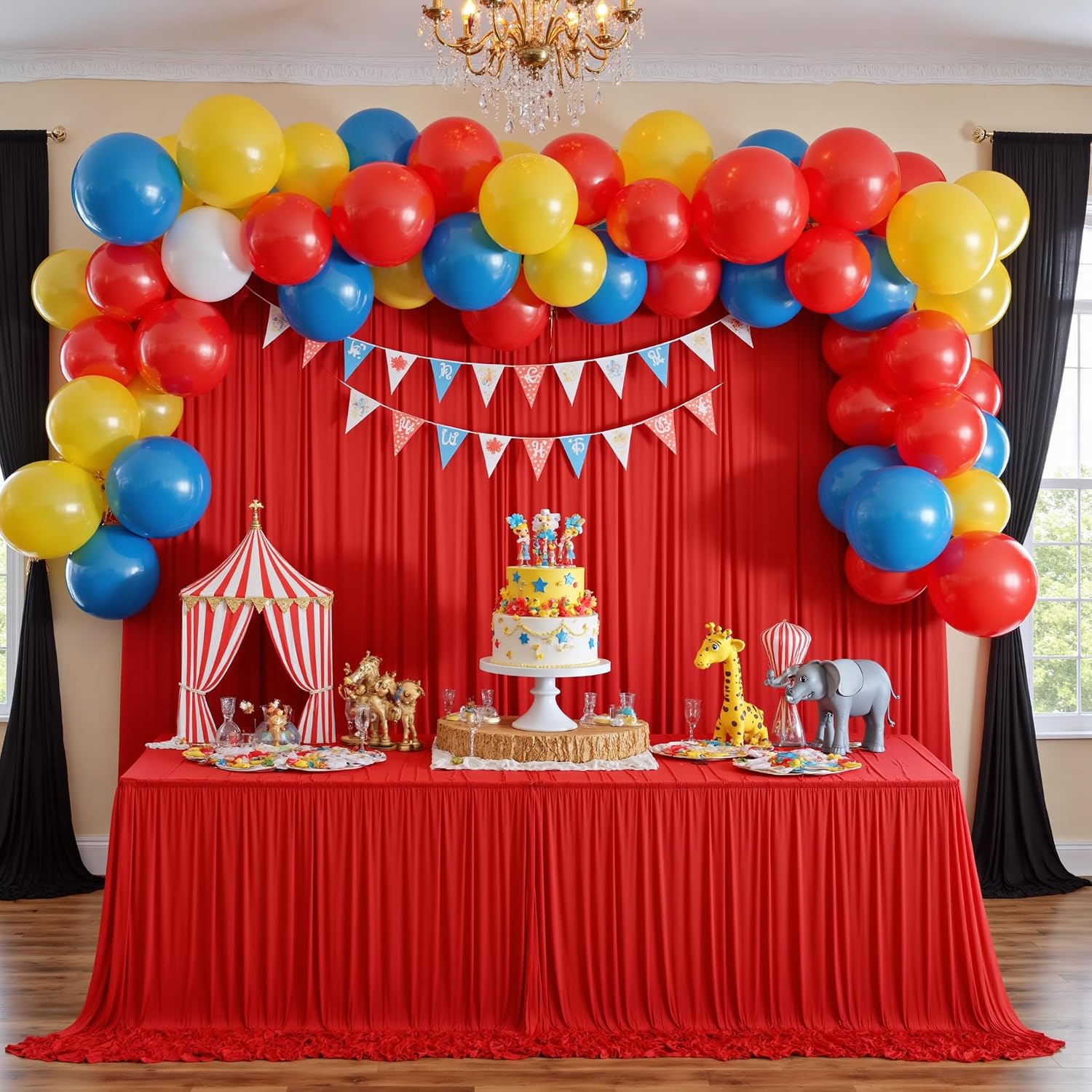 Detalle de 3x3 m roter Vorhang für Kulissen – Polyester Hintergrund für Hochzeit, Party & Fotos (2 Platten, 1,5×3 m)