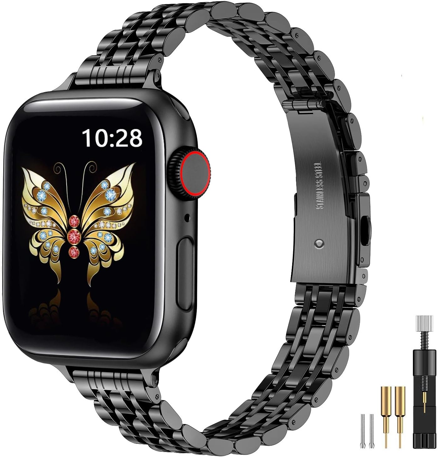 Thumbnail 4 de MioHHR Slim Straps stainless steel metal chain band for Apple Watch (38/40/41/42mm) – Silver/Rose Gold