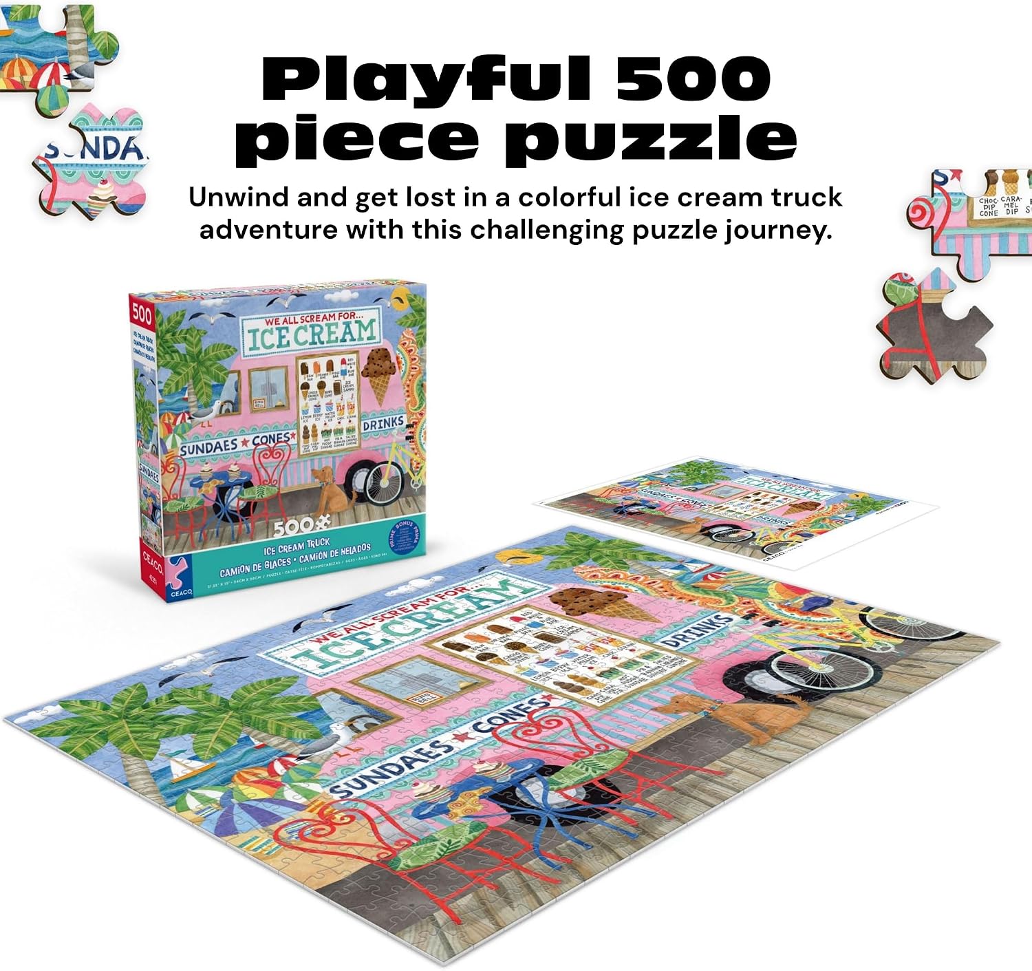 Detalle de Ceaco Food Trucks – Ice Cream Truck II 500-Piece Jigsaw Puzzle (Made in the USA)