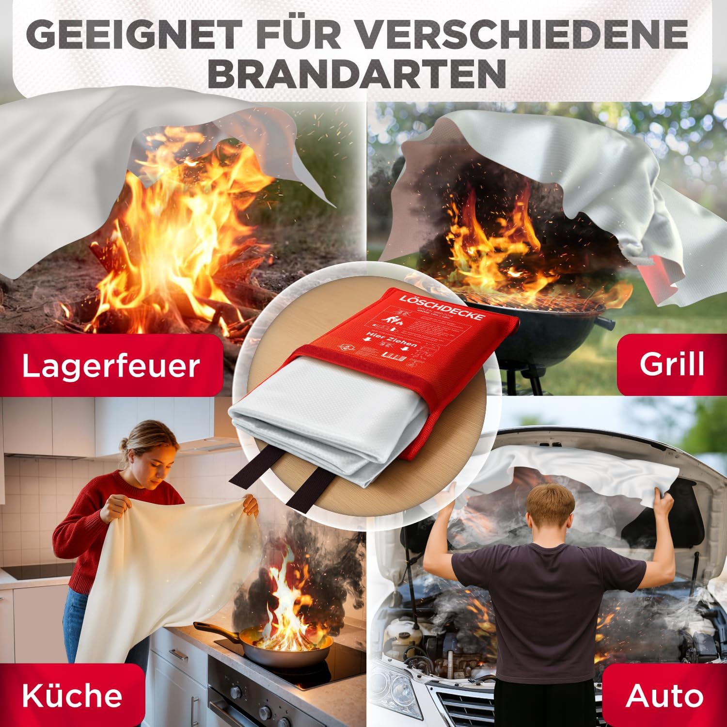 Thumbnail 3 de Contrablaze Feuerlöschdecke im 2er-Set (1x1 m) – Brandschutzdecke für Küche, Haushalt & Auto, EN-zertifiziert