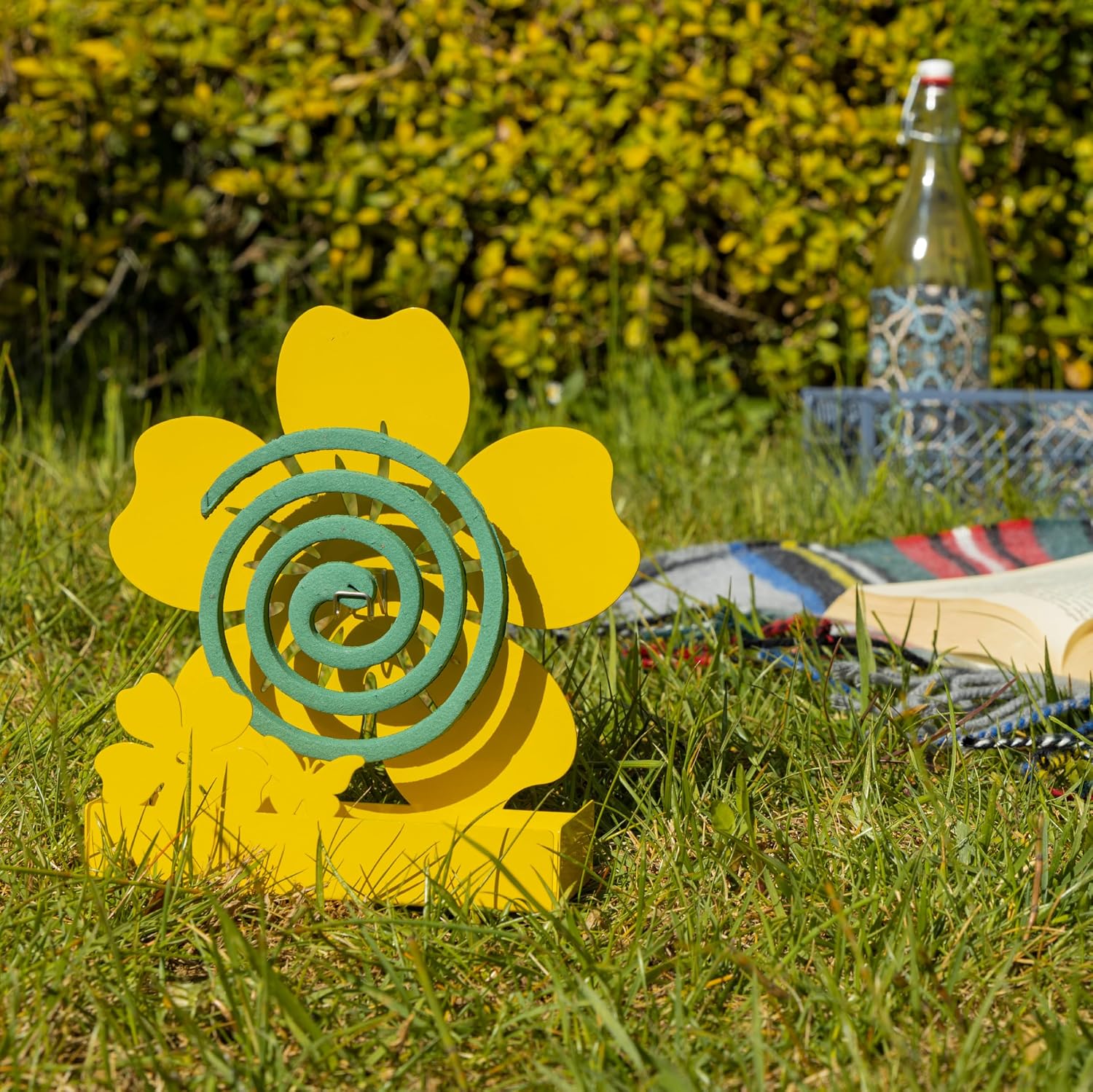 Detalle de Baroni Home Set di 3 Porta Zampirone in Metallo – Fiore Giallo 17x5x18 cm
