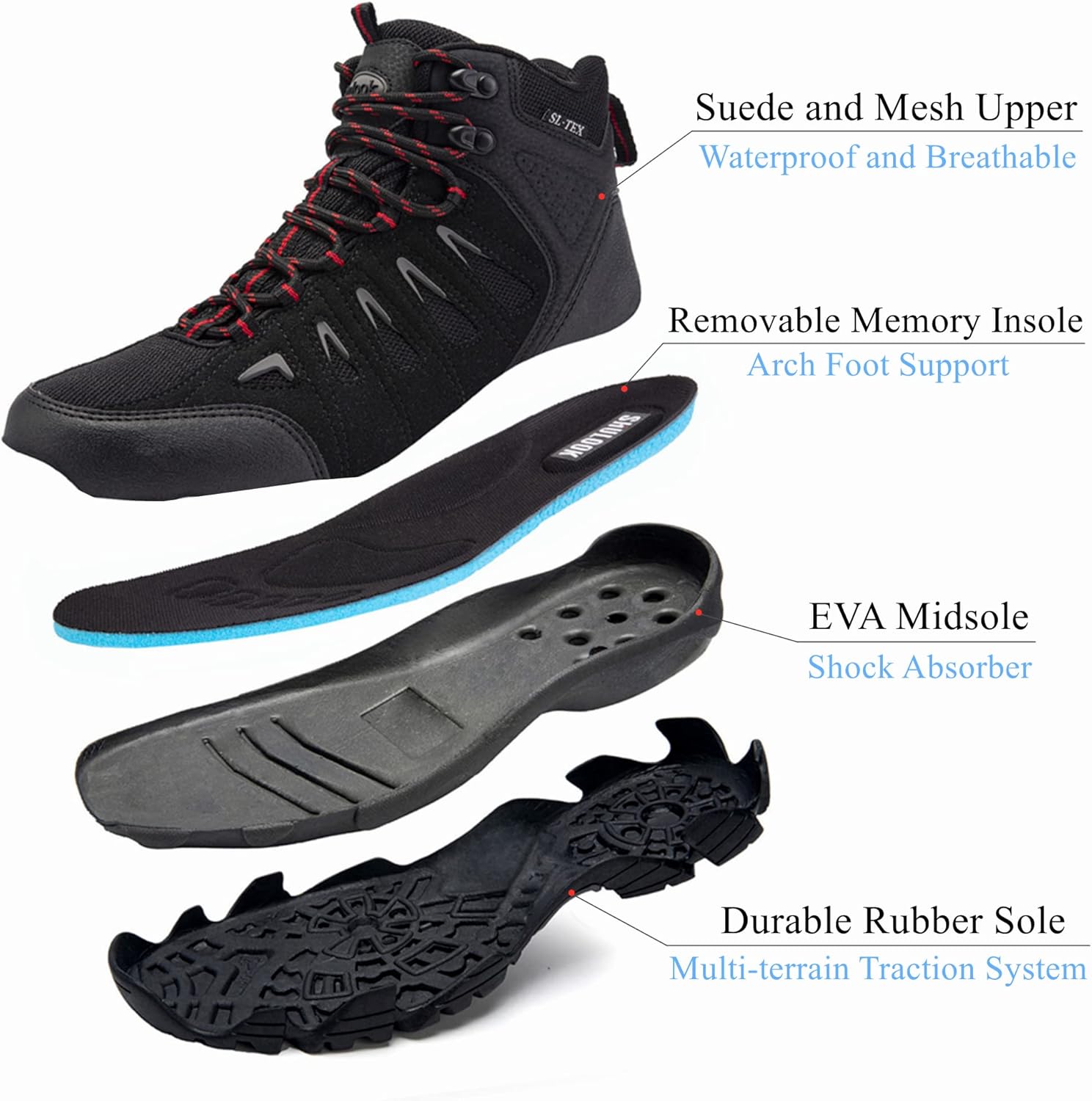Thumbnail 4 de SHULOOK Men’s Waterproof Hiking Boots with SL-TEX Membrane, Non-Slip Mid-Top Traction