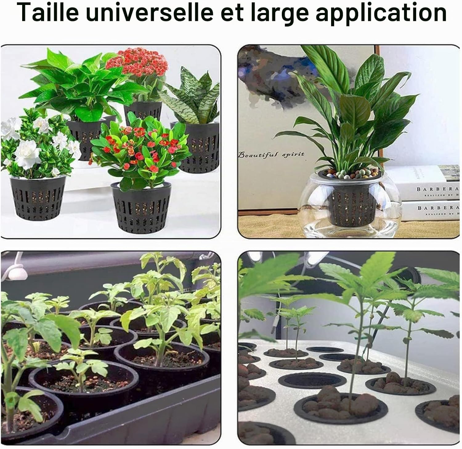Detalle 2 de behone plantenmanden voor hydrocultuur, 20 zwarte PP mesh potten