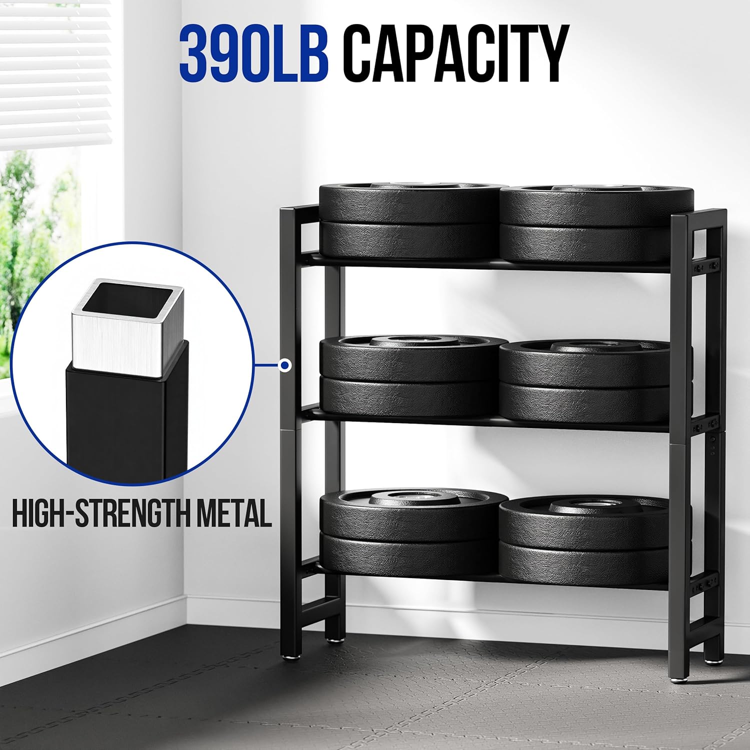 Thumbnail 2 de 3-Tier Dumbbell Rack for Home Gym — Adjustable, Space-Saving Weight Storage