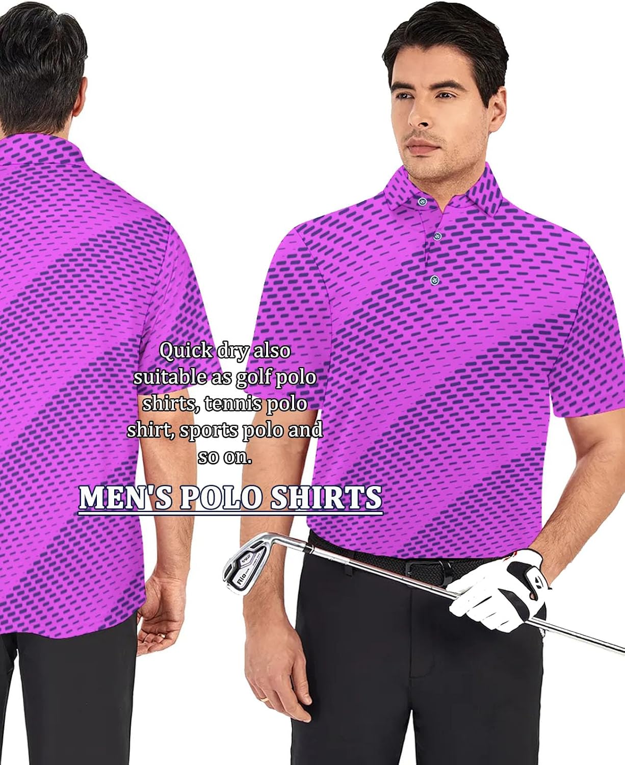 Thumbnail 4 de Hodaweisolp Men’s Dry-Fit Print Moisture-Wicking Golf Polo Shirt (Short Sleeve)
