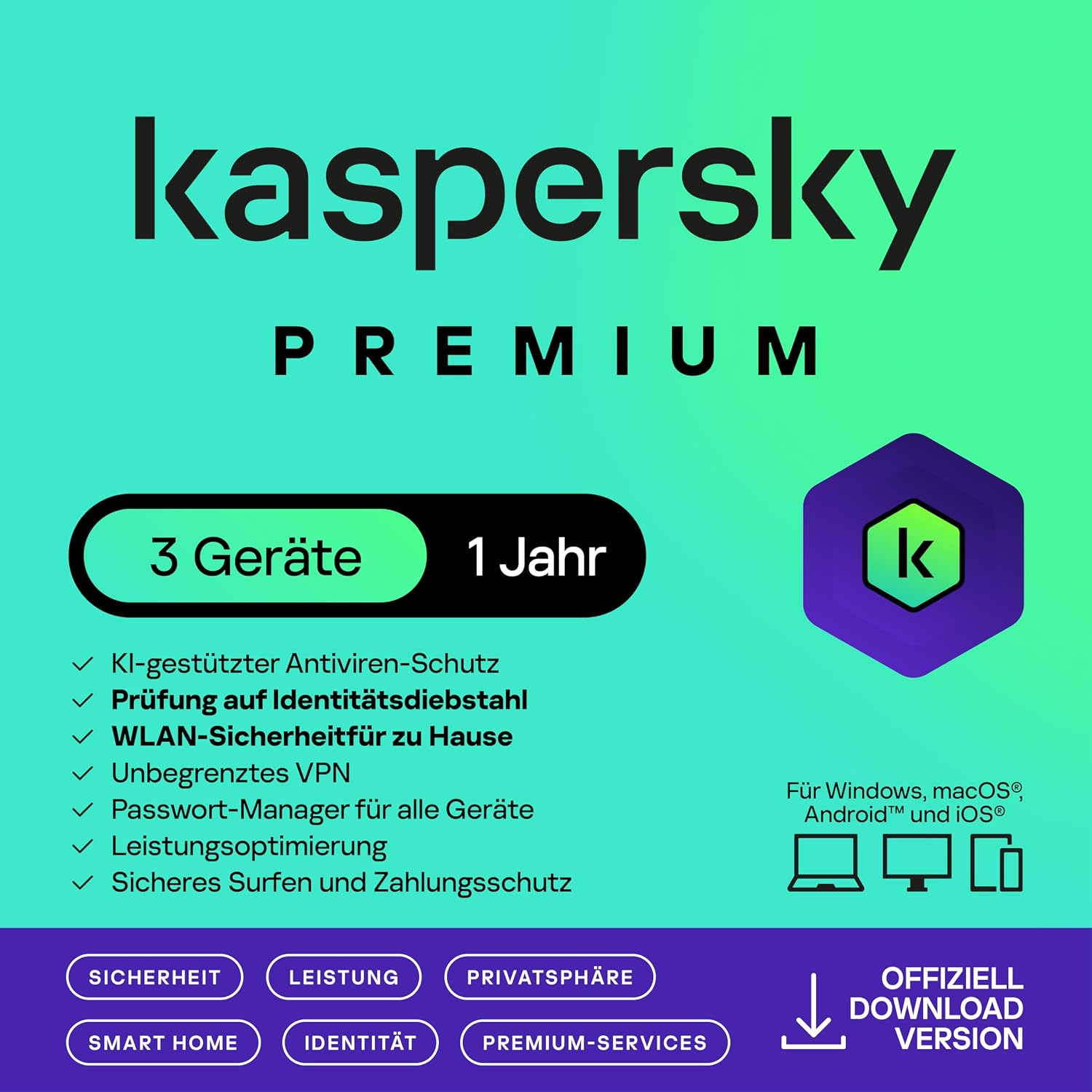 Detalle de Kaspersky Total Security 2021 – 3 Geräte, 1 Jahr, Windows/Mac/Android inkl. Aktivierungscode per Email