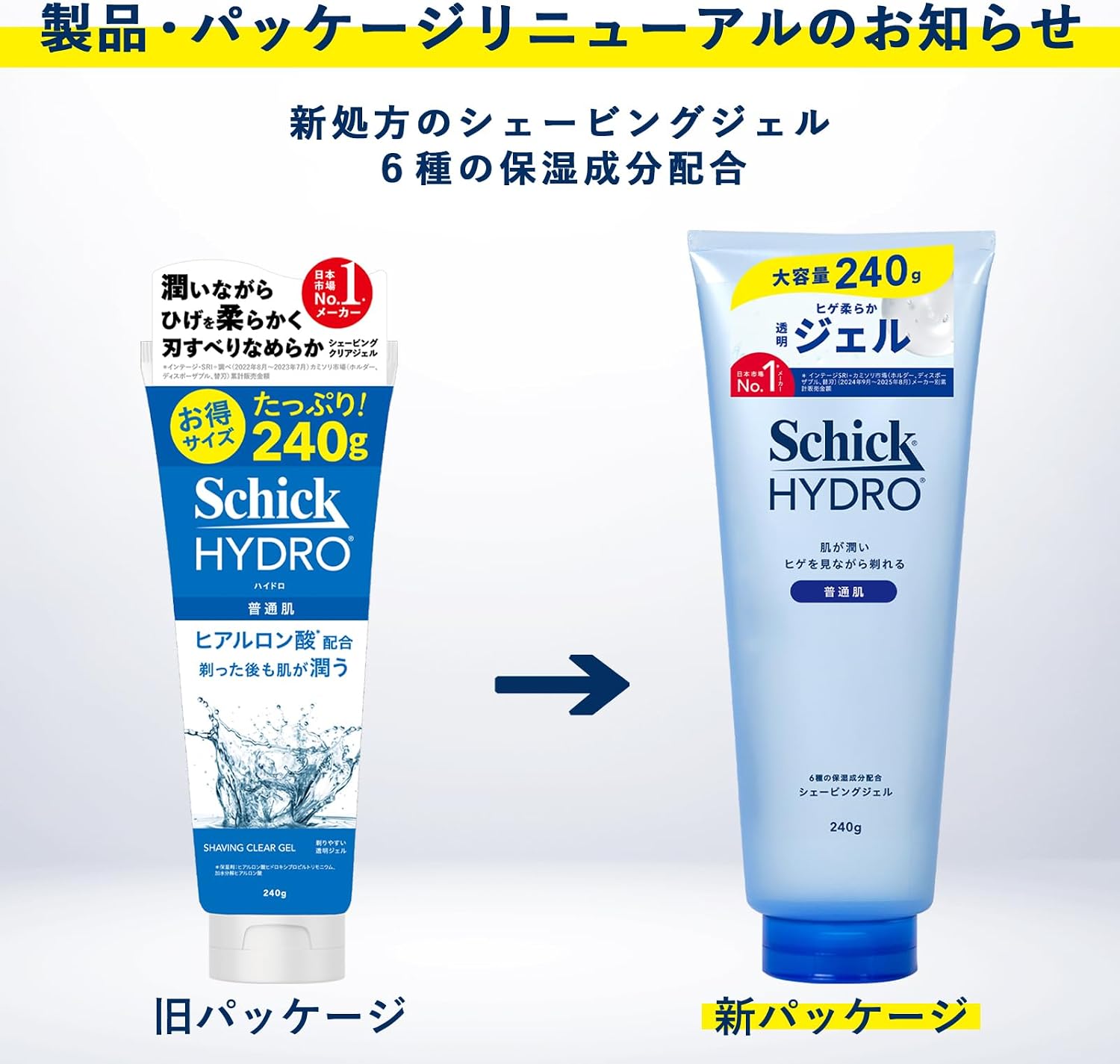 Detalle de Schick ハイドロ シェービングジェル 240g×2本 透明ジェル・ヒアルロン酸配合