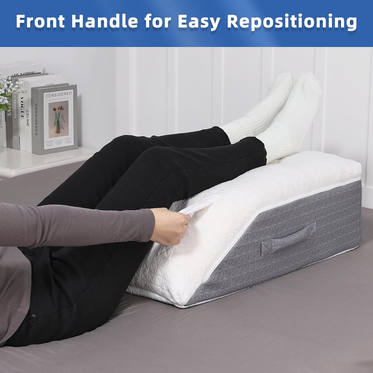 Detalle de baibu Leg Elevation Pillow with dual-layer memory foam and removable washable cover