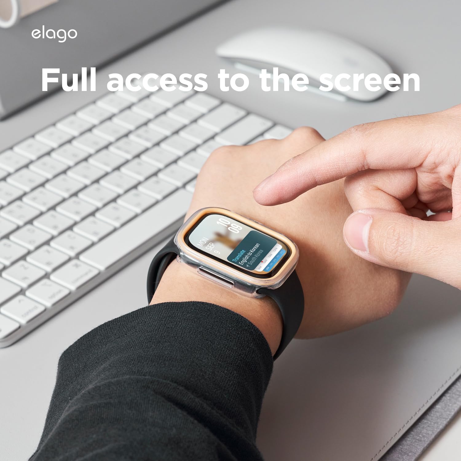 Detalle de elago Cover Duo compatibile con Apple Watch 11/10 da 42 mm – protezione completa con cover intercambiabile