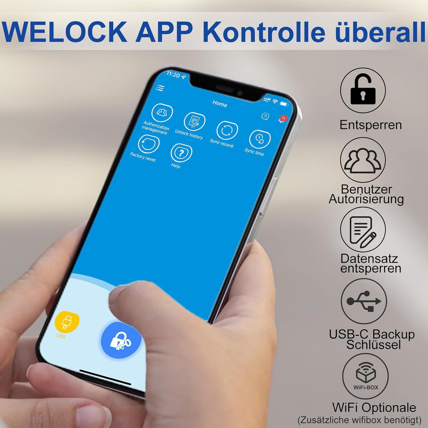Thumbnail 6 de WELOCK Türschloss Fingerabdruck ToucA51 – 6-in-1, IP65, App & WLAN-Anbindung