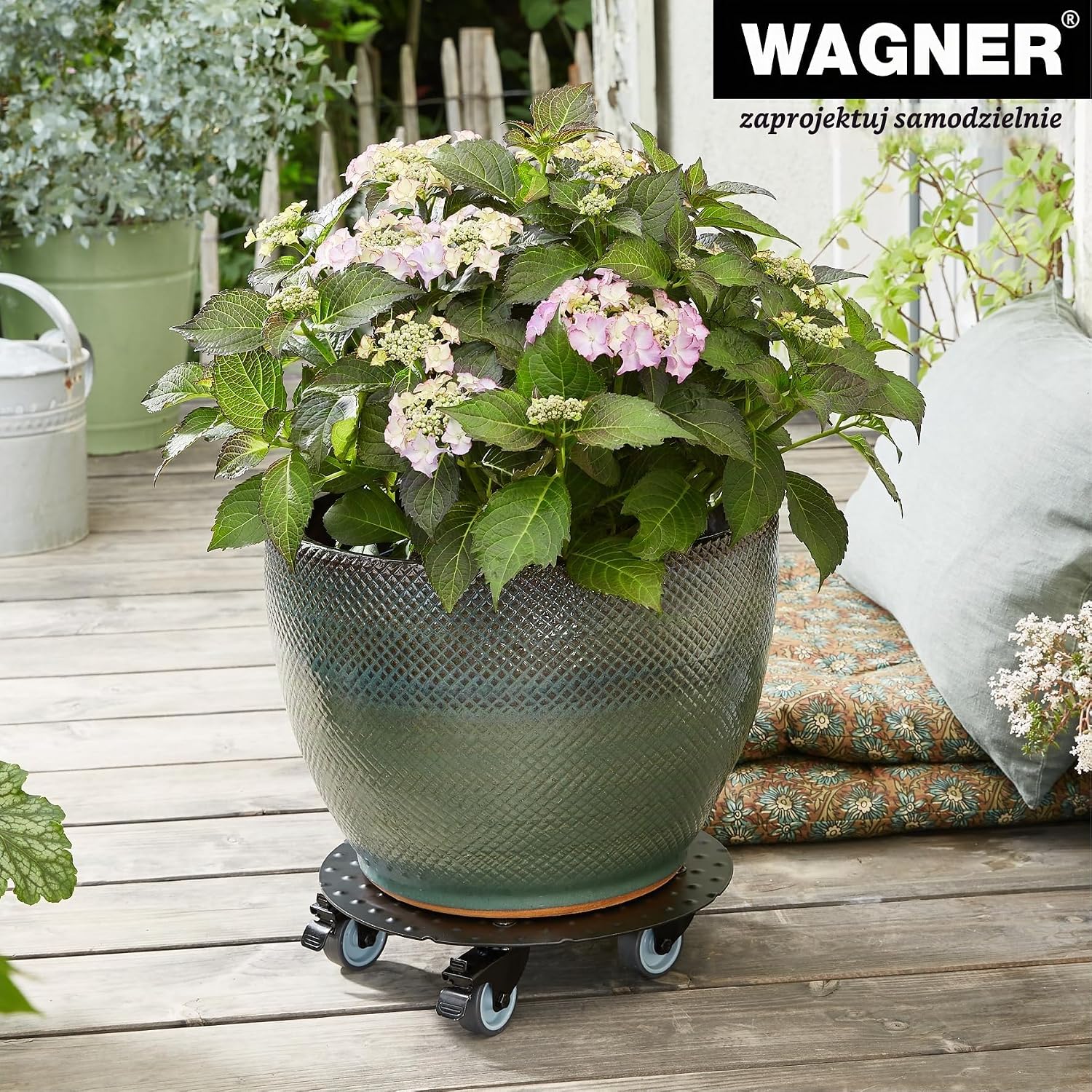Detalle de WAGNER 20700701 Alaska Black – podstawka pod donicę na kółkach Ø 30 cm