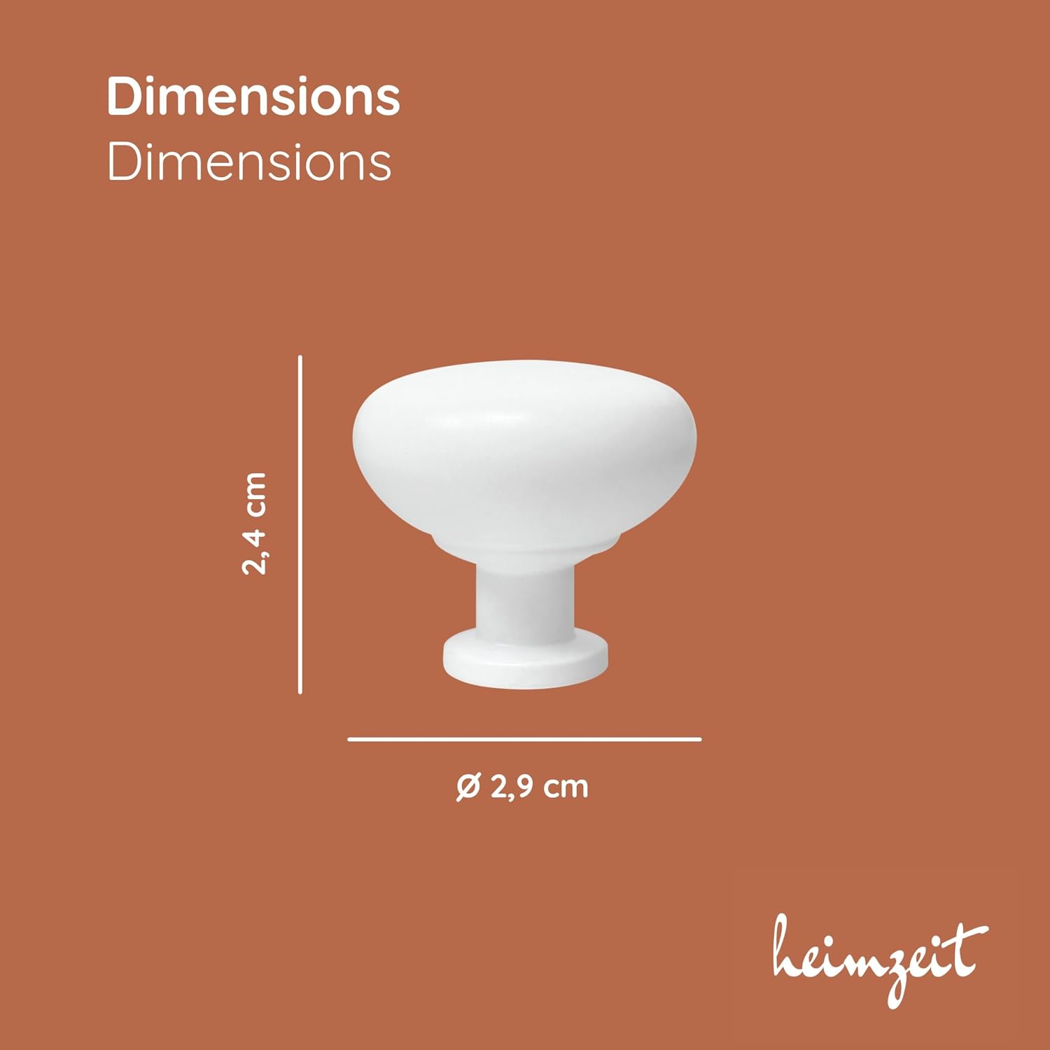 Detalle 2 de heimzeit knob_d5_st_white_4P meubelknoppen, wit aluminium, rond, 4 stuks