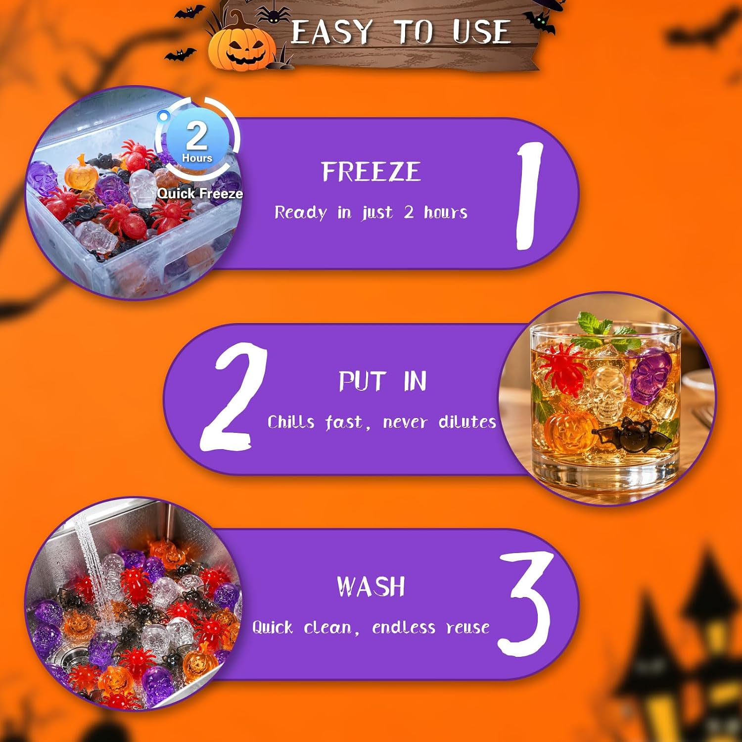 Detalle 2 de Reusable Halloween Ice Cubes, 260-Piece Set