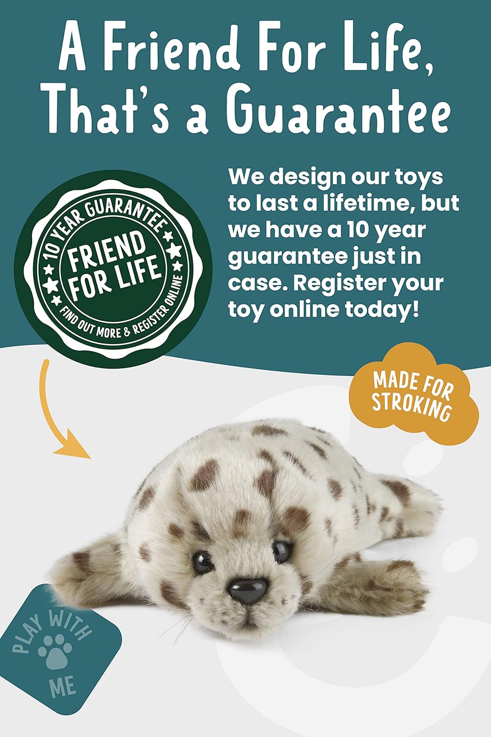 Detalle de Keycraft Living Nature – Peluche Phoque Commun bébé en peluche doux, 22 cm