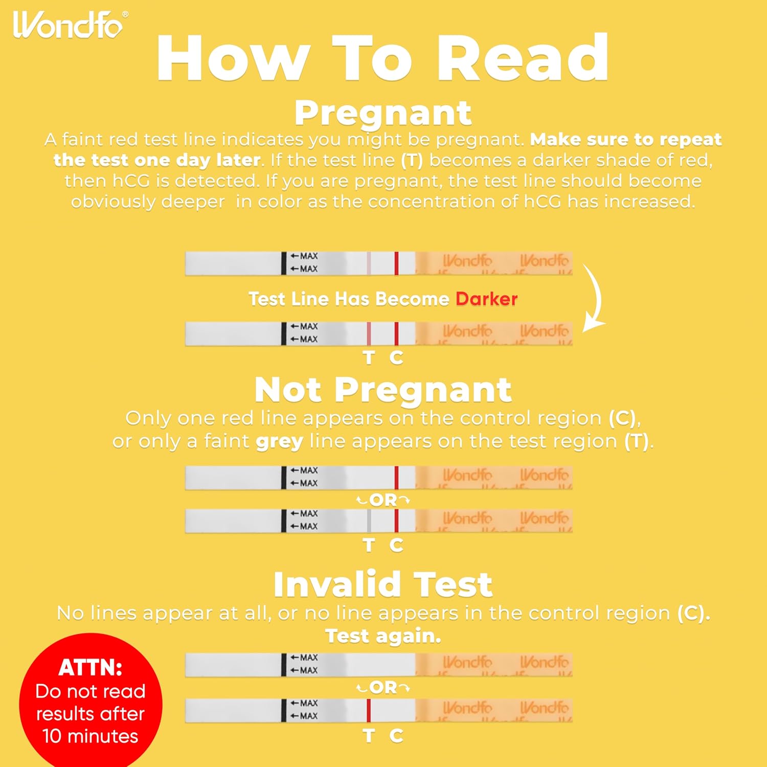 Detalle de Wondfo Early Result Pregnancy Test Strips – 6 Days Sooner, 10 mIU/mL, 25 Pack