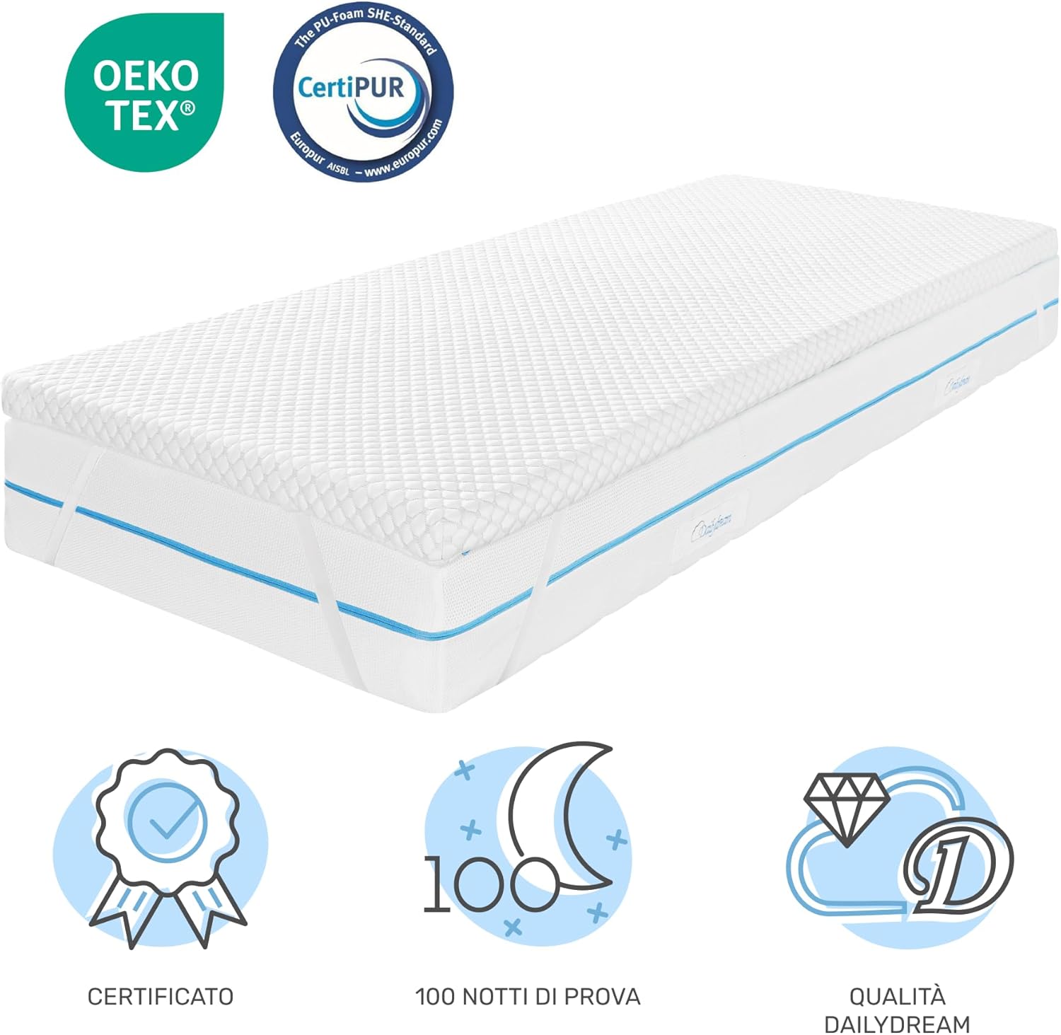 Detalle de Dailydream Topper memory foam 140x200 cm Edition Cool Touch M – comfort e cooling per letto e divano