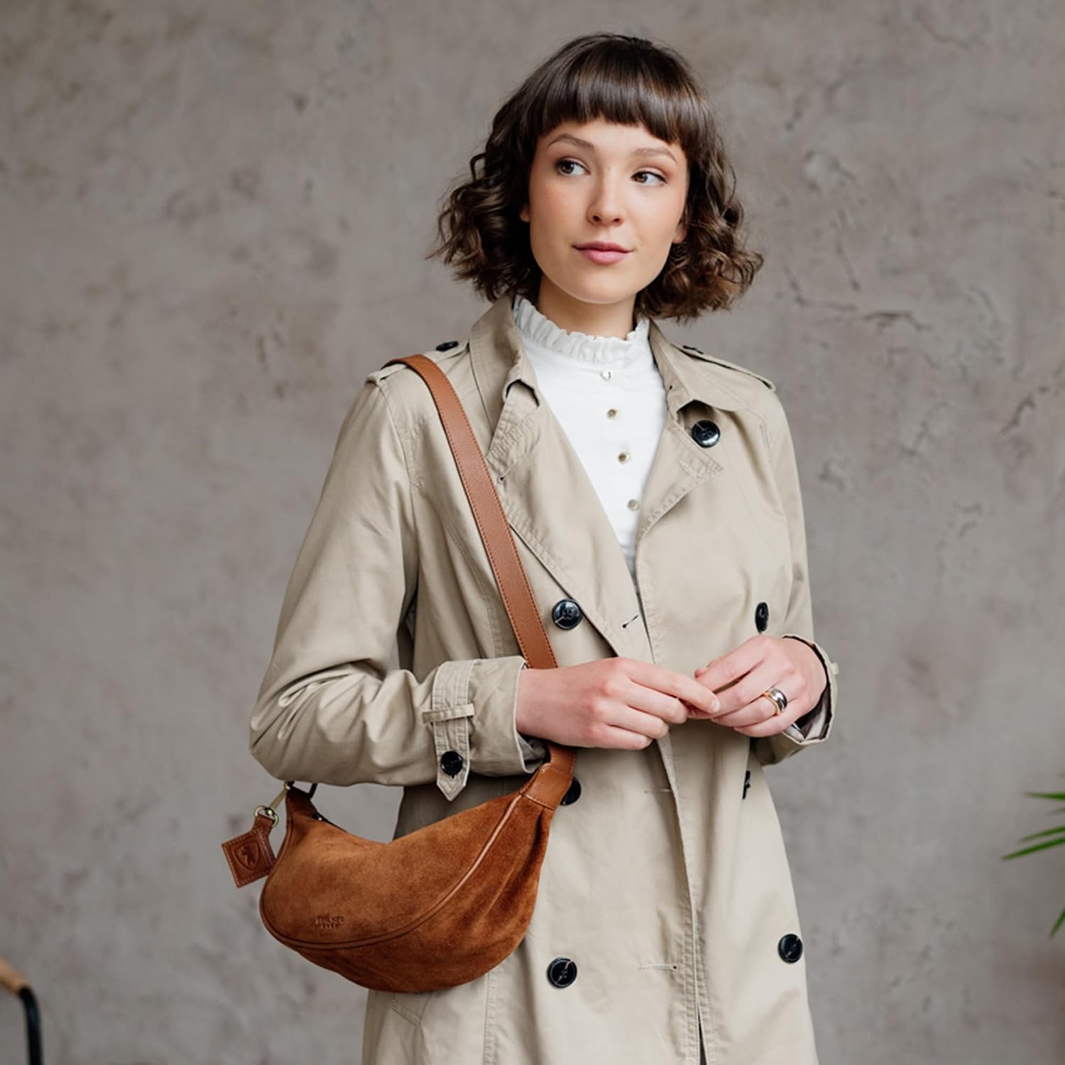 Detalle de Berliner Bags Sac à main porté épaule femme Luna en suède