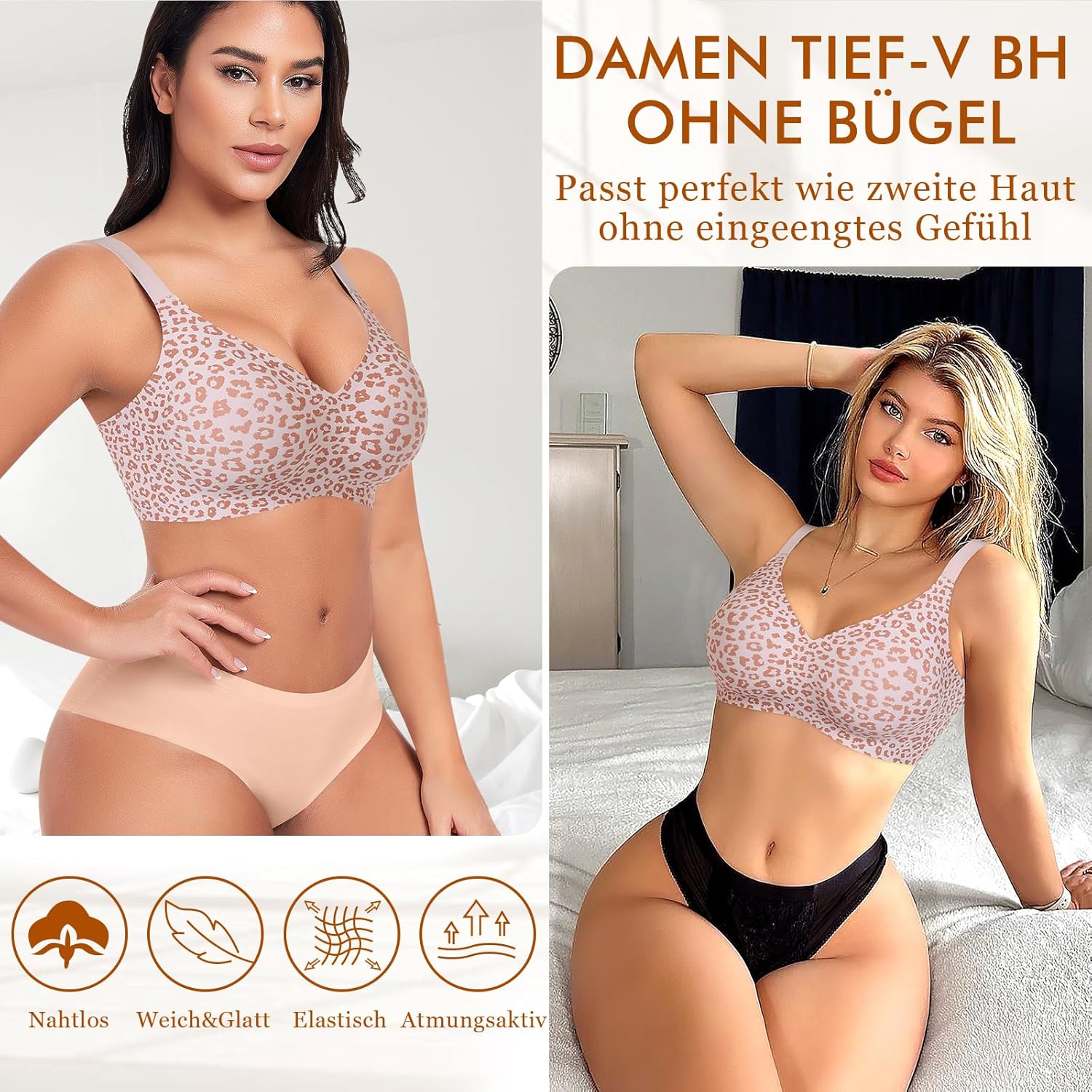 Thumbnail 4 de Ganado Damen BH Ohne Bügel – Nahtloser Bralette mit Tiefem V-Ausschnitt