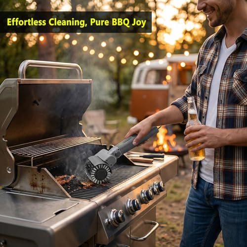 Detalle 2 de Kit de Cepillo Eléctrico para Barbacoa 3 en 1 Mistcado – Limpiador Inalámbrico con 3 Cabezas y Batería de 2 Horas